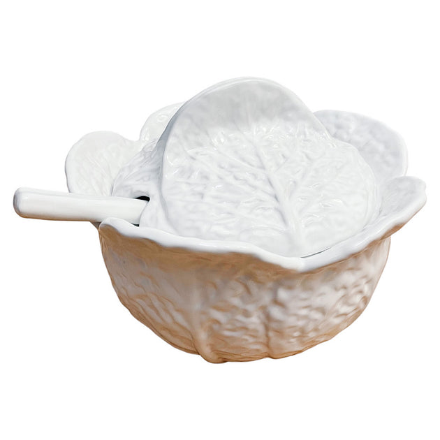 Portuguese White Cabbage Tureen With Ladle House of Andaloo