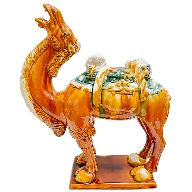 Large Scale Chinese Sancai Tang Style Camel Dragon Saddle