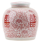 Large 9" Red & White Double Happiness Jars