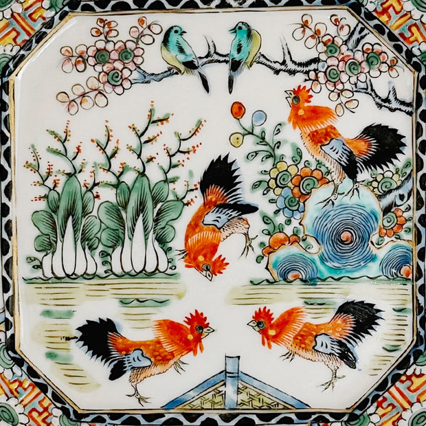 Antique Chinese Export Famille Rose Rooster Plate