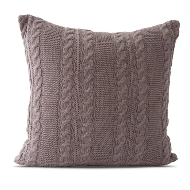Charcoal Cable Knit Cotton Pillow Cover 18" x 18"