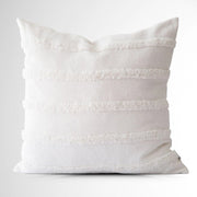 Cream Tufted Striped Pillow Cover 20" x 20"