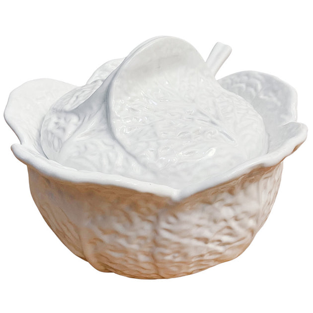 Portuguese White Cabbage Tureen With Ladle House of Andaloo
