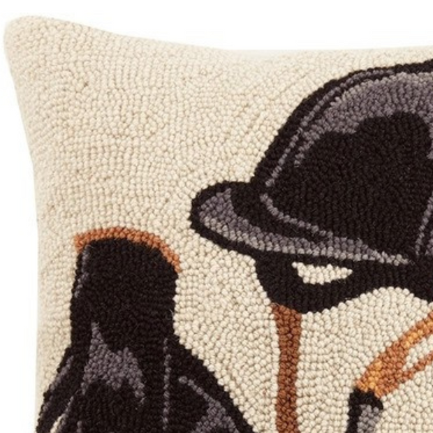 Equestrian Square Wool Hooked Throw Pillow