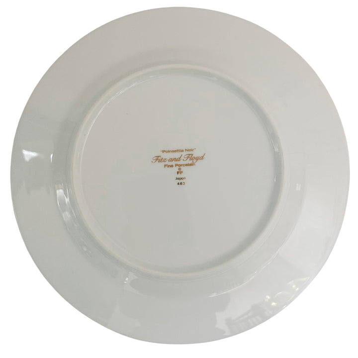Fitz & Floyd Poinsettia Noir Salad Plates Set