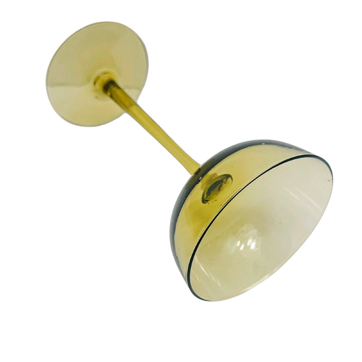 Hand-Blown Olive Green Tall Stem Coupe Glasses by Carlo Moretti