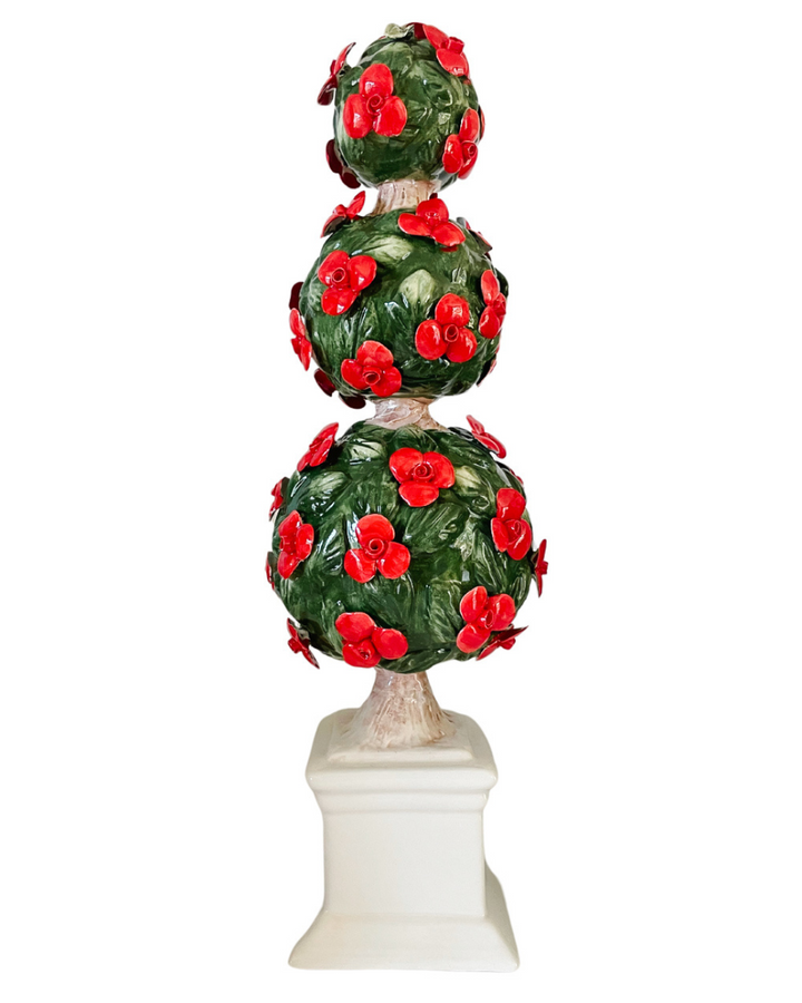 Italian Capodimonte Three Sphere Floral Topiary