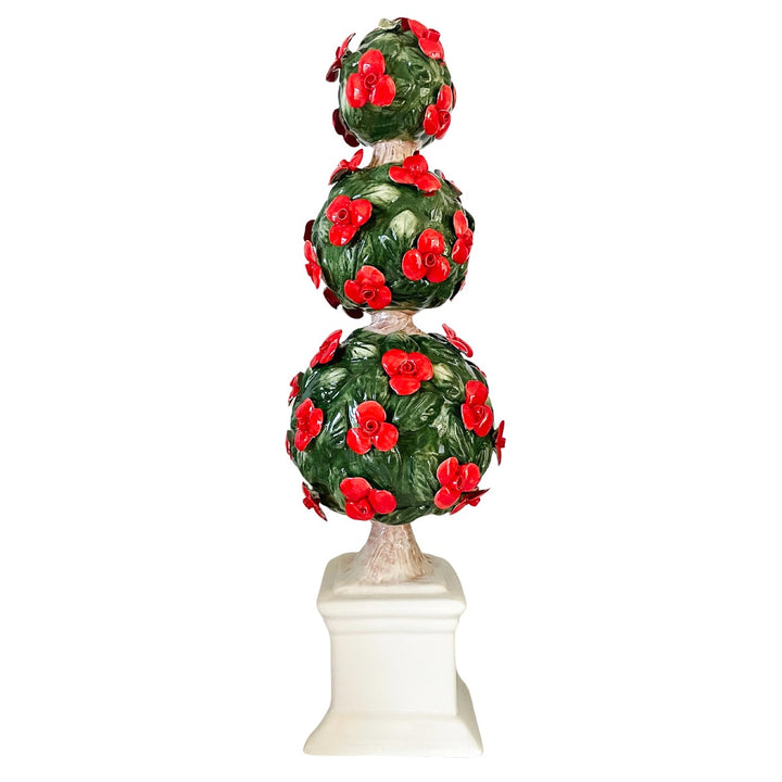Italian Capodimonte Three Sphere Floral Topiary