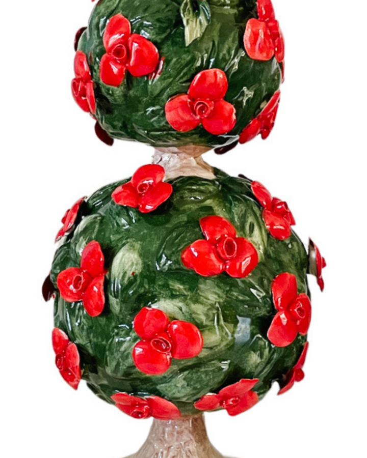 Italian Capodimonte Three Sphere Floral Topiary