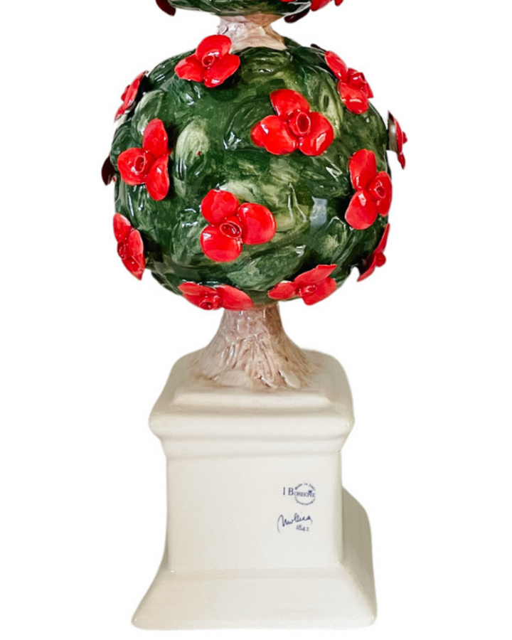 Italian Capodimonte Three Sphere Floral Topiary