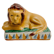 Pair Of Staffordshire Style Recumbent Lion Figurines