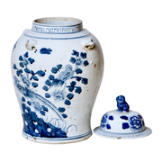 Large Chinoiserie Blue & White Phoenix Bird Temple Jar 20"H