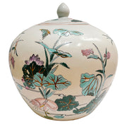 Vintage Chinese Ginger Jar With Cranes and Lotus Motif
