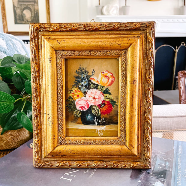 Vintage Floral Bouquet Framed Painting