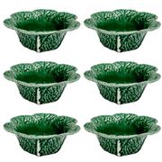 Vintage Secla Green Cabbage Dessert Bowls Set of 6