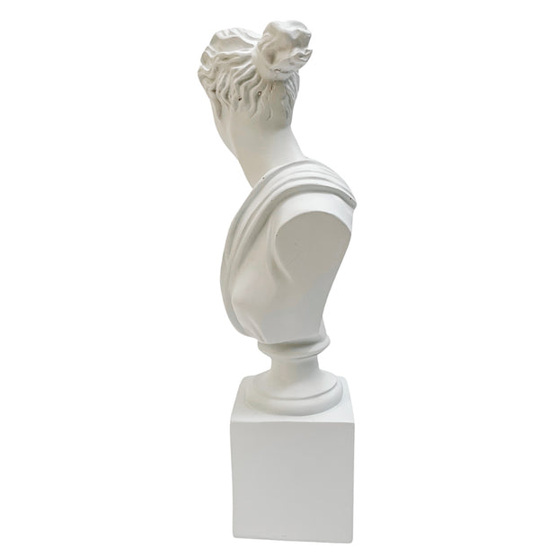 White Bust of Goddess Diana of Versailles On Pedestal