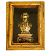 Beethoven & Liszt Busts Lacquered Giltwood Composer Shadow Boxes