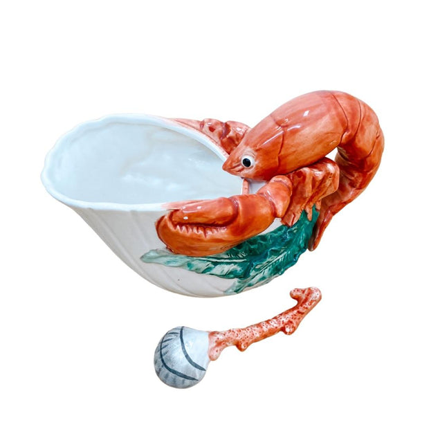 Fitz & Floyd Lobster Gravy Boat With Coral Sauce Spoon