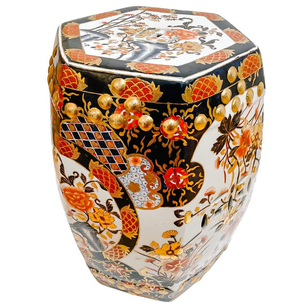 Mid-Century Japanese Imari Hexagonal Porcelain Garden Stool