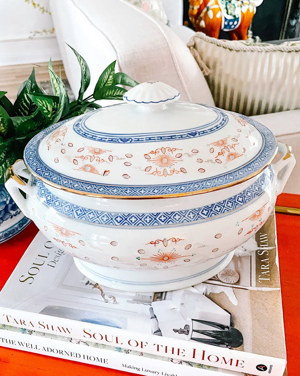 1970s Chinese Rice Wear Dragon Gilded Tureen