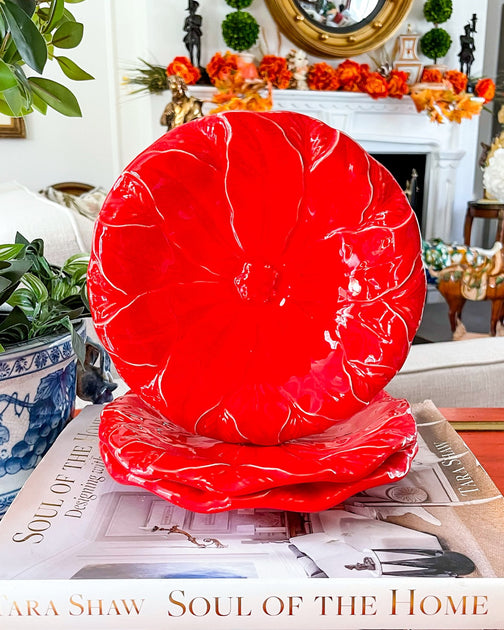 Set Of 3 Poinsettia Majolica Decorative Plates House of Andaloo