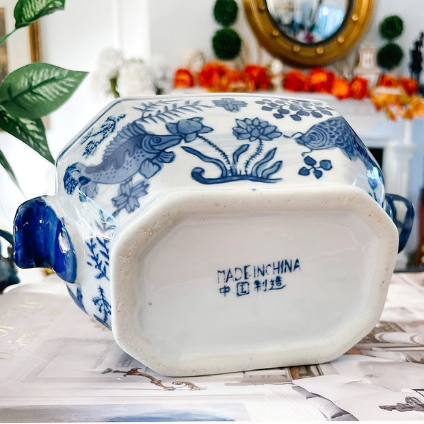 Blue & White Chinoiserie Sauce Dish With Ladle & Underplate