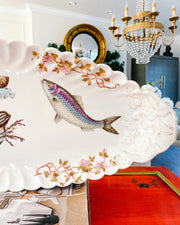 Antique Bavarian 22" Oval Hand-Painted Fish Platter