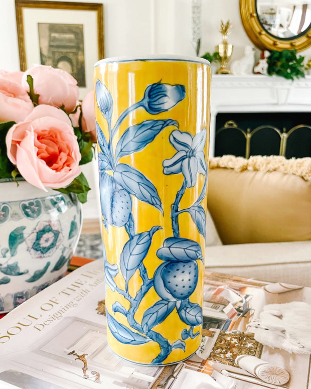 Petite Blue & Yellow Chinoiserie Flower Vase