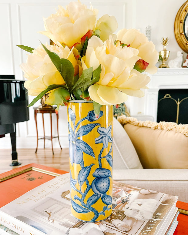 Petite Blue & Yellow Chinoiserie Flower Vase