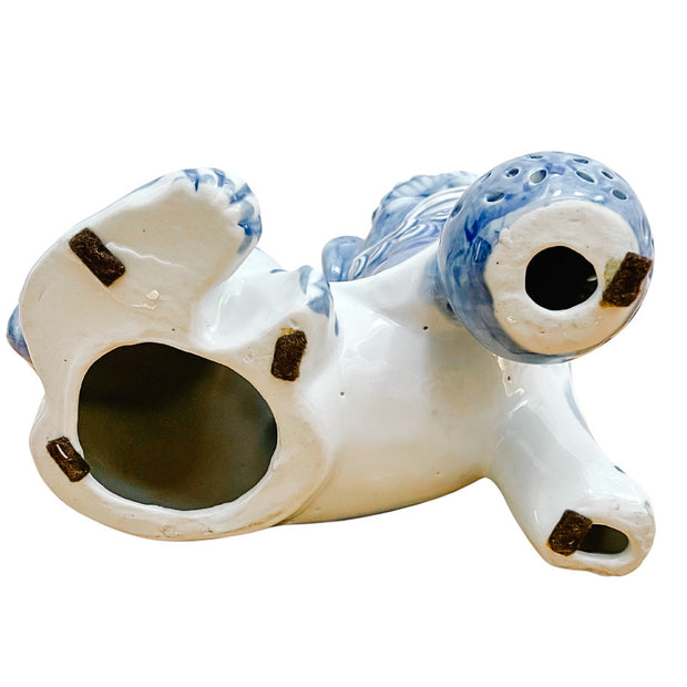 Vintage Pair Of Blue & White Shishi Guardian Lions