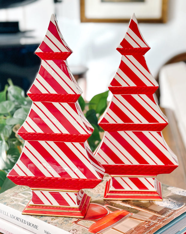 Red Peppermint Twist Christmas Ceramic Tree