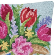 Tulips Floral Square Wool Hook Pillow