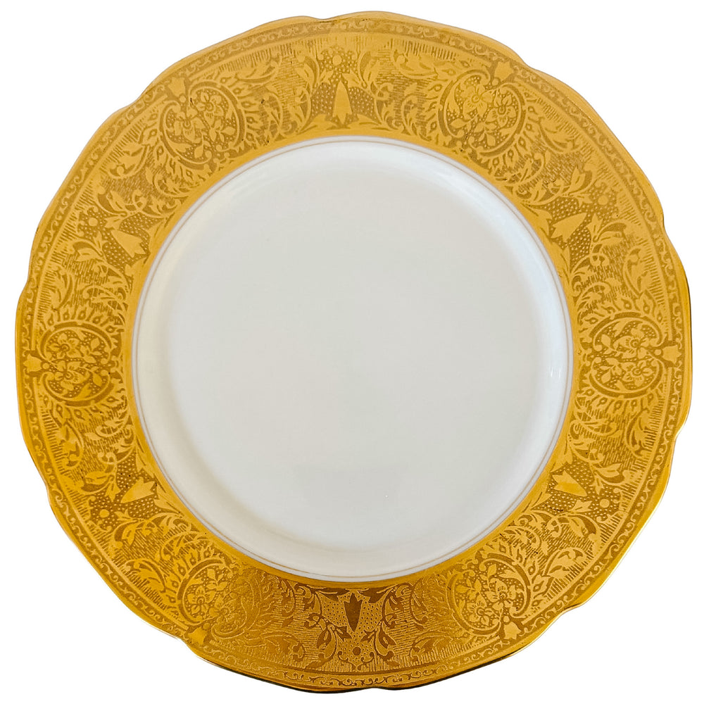 1930 Gold-Encrusted Czechoslovakian Dinner Plates by Rudolf Kämpf, Set of 12