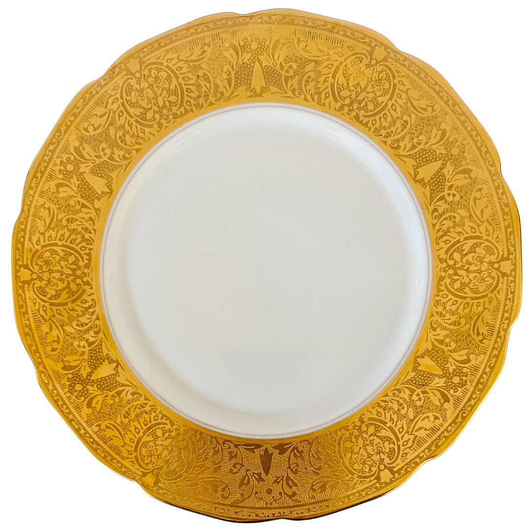 1930 Gold-Encrusted Czechoslovakian Dinner Plates by Rudolf Kämpf, Set of 12
