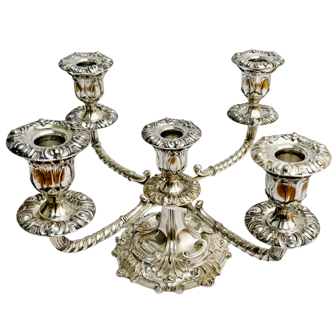 English Silverplate 5-Light Candelabra by Roberts & Belk in a Neo-Rococo Style