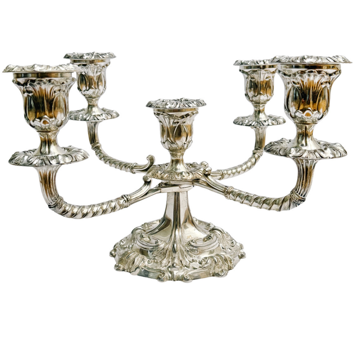 English Silverplate 5-Light Candelabra by Roberts & Belk in a Neo-Rococo Style