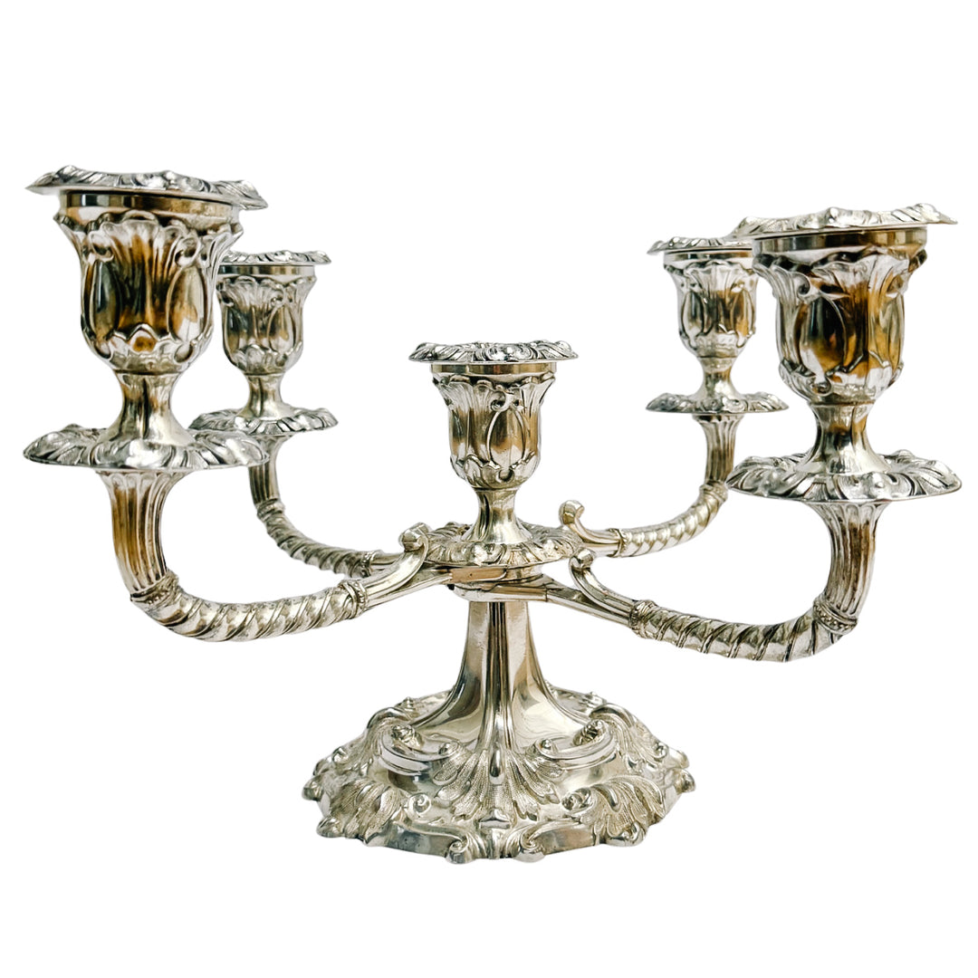 English Silverplate 5-Light Candelabra by Roberts & Belk in a Neo-Rococo Style