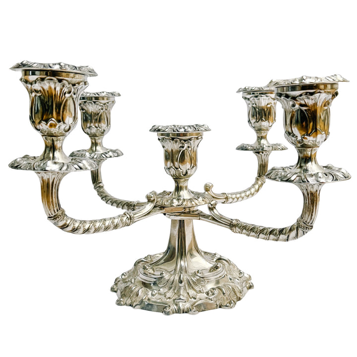 English Silverplate 5-Light Candelabra by Roberts & Belk in a Neo-Rococo Style