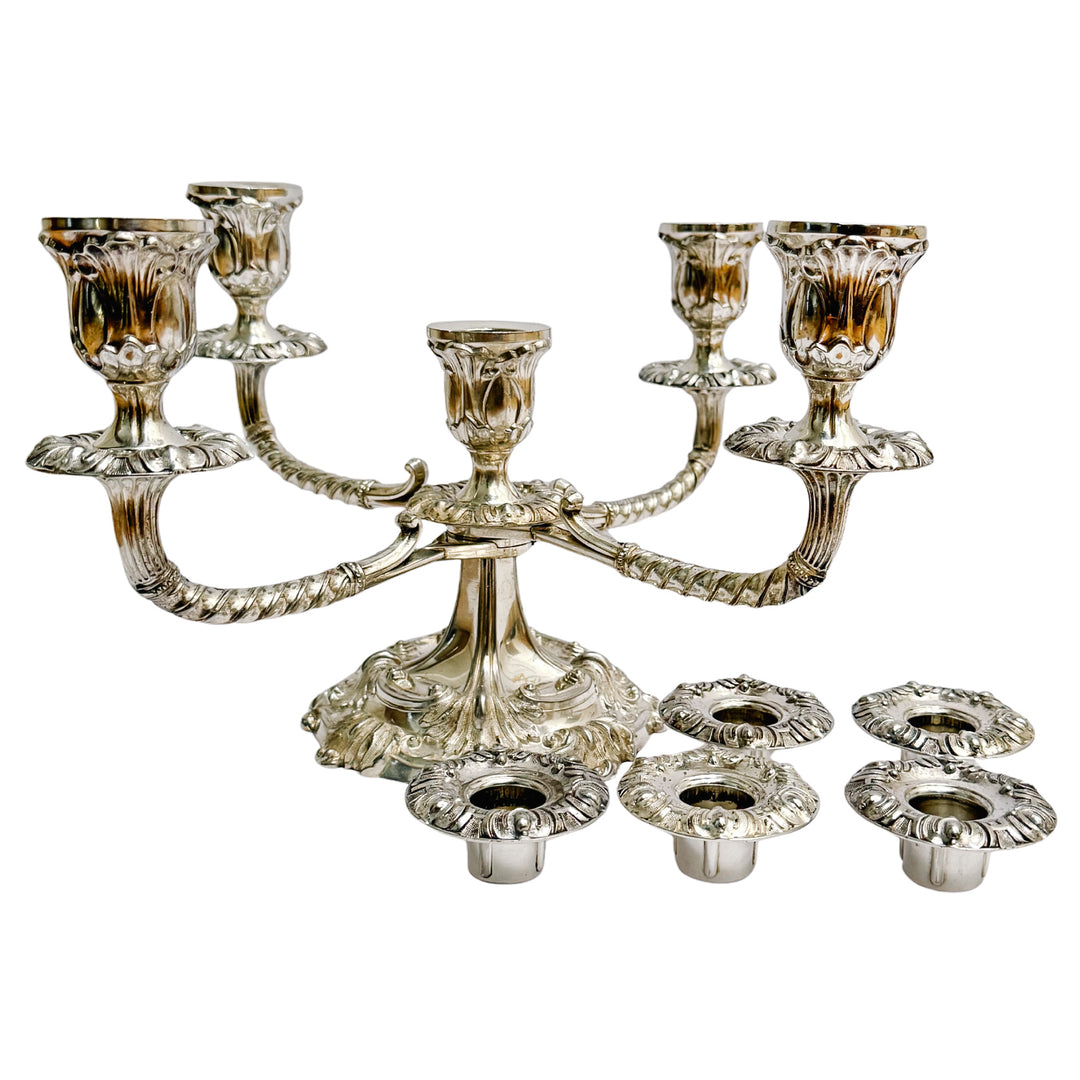 English Silverplate 5-Light Candelabra by Roberts & Belk in a Neo-Rococo Style