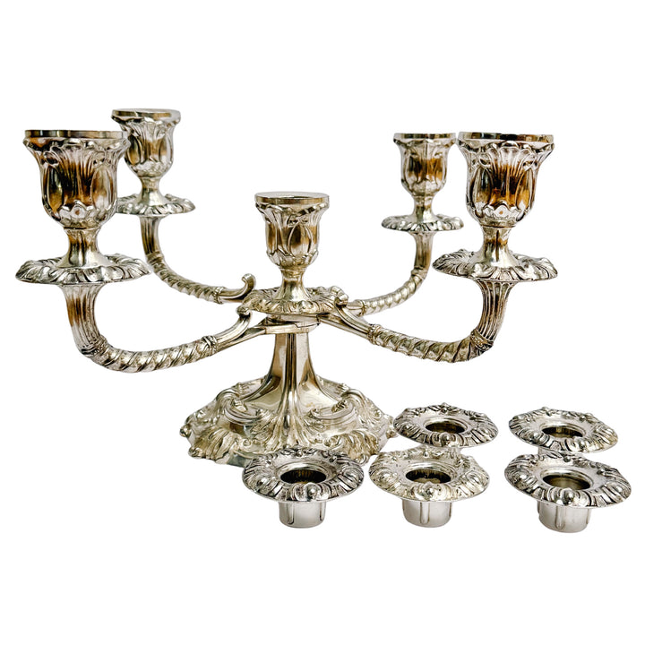English Silverplate 5-Light Candelabra by Roberts & Belk in a Neo-Rococo Style
