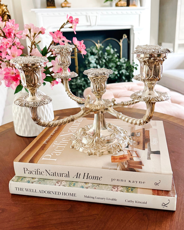 English Silverplate 5-Light Candelabra by Roberts & Belk in a Neo-Rococo Style