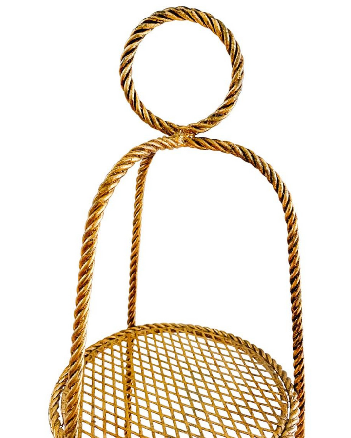 1950s Italian Gold Tole Rope 3-Tier Etagere Stand