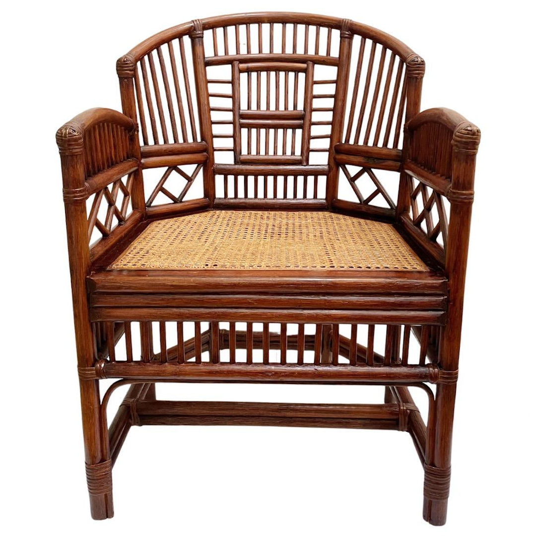 Brighton Pavilion Style Chinoiserie Bamboo Side Arm Chairs