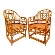 Pair Of 1960 Coastal Bamboo Brighton Pavilion Style Side Chairs