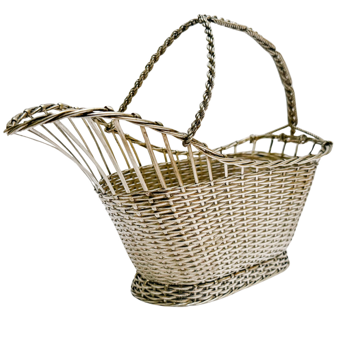 1960 Eisenberg-Lozano French Woven Silverplate Wine Basket