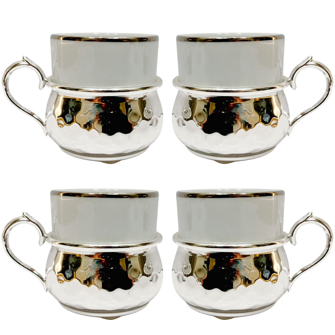 1960 Italian Fantin Silver-Plated Demitasse Espresso Cups Set of 4