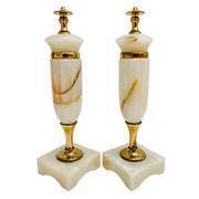 French Art Deco Style Solid Onyx Garniture Urns