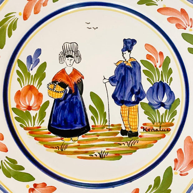1960s French Faience Quimper Breton Couple Decorative Plate