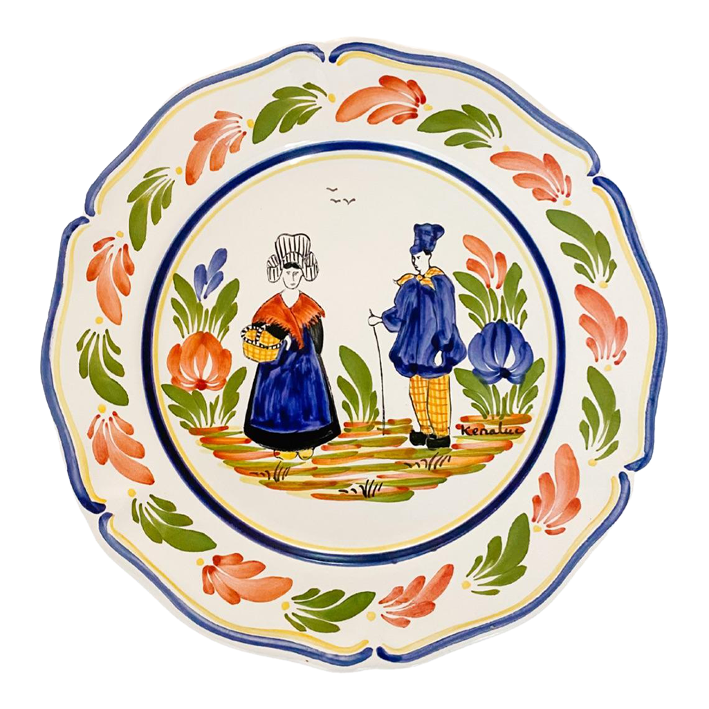 1960s French Faience Quimper Breton Couple Decorative Plate