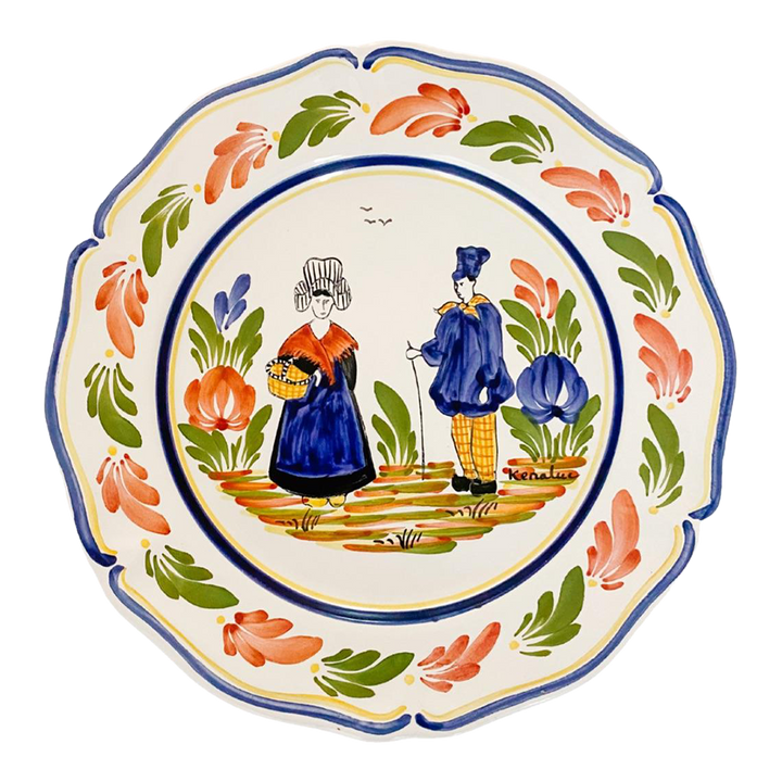 1960s French Faience Quimper Breton Couple Decorative Plate